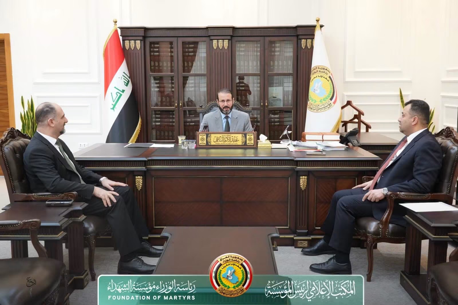 معالي رئيس مؤسسة الشهداء يستقبل السفيرين سجاد الحسناوي وكرار المالكي 